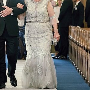 Colors couture size 16 silver long beaded dress